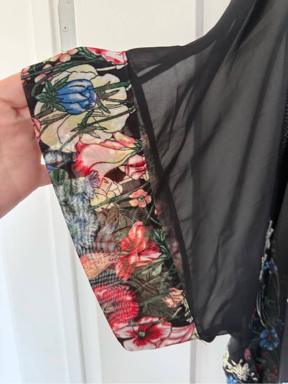 Black Sheer Floral Kimono - Picture 2 of 5